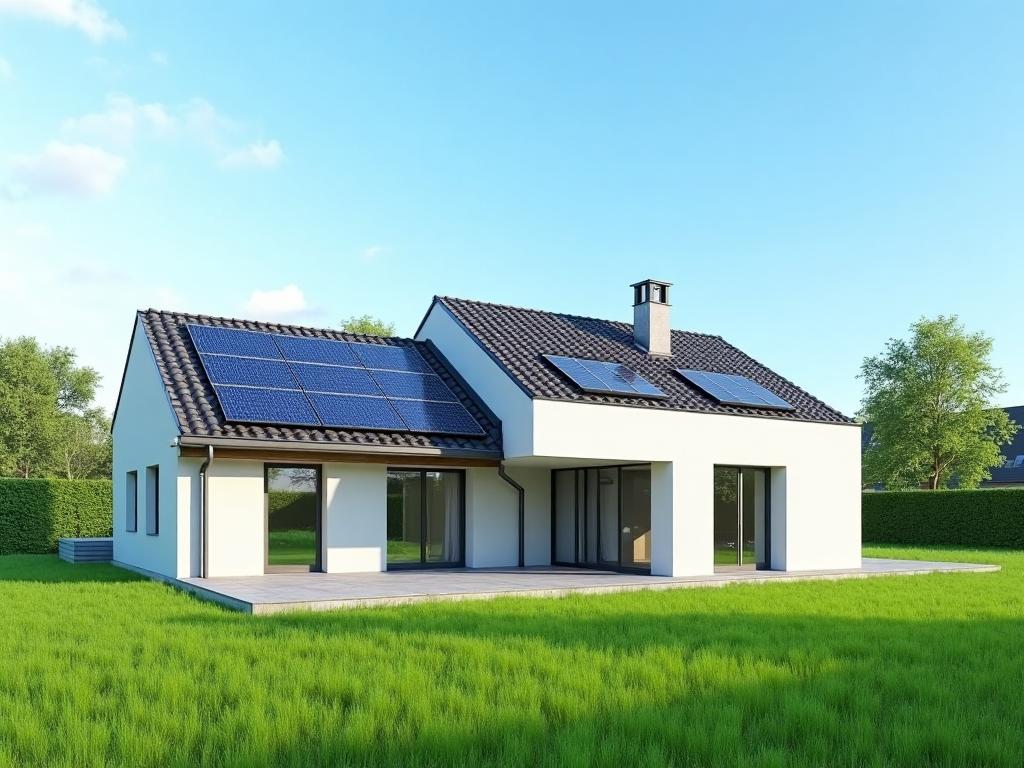 Nowoczesny dom z instalacją fotowoltaiczną